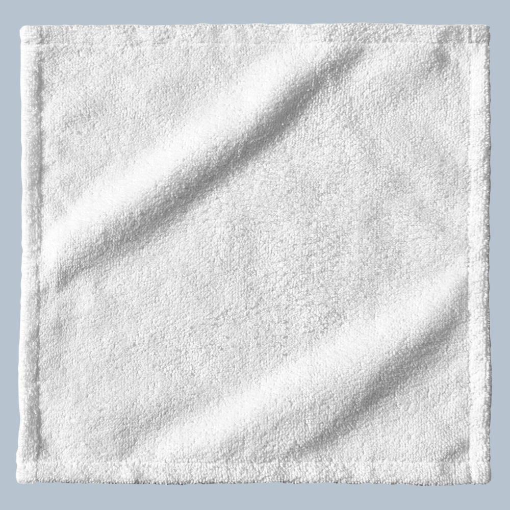 Washcloth. Front side 100% polyester microfiber, Back side 100% Terry Cotton.