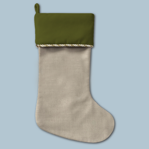Christmas Stocking with gold cord - GREEN